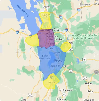 Delivery area map in Utah